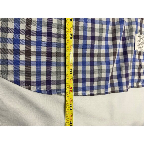 Peter Millar Cotton Button Up Shirt Mens XL Blue Brown Gingham Check Long Sleeve - Picture 5 of 8